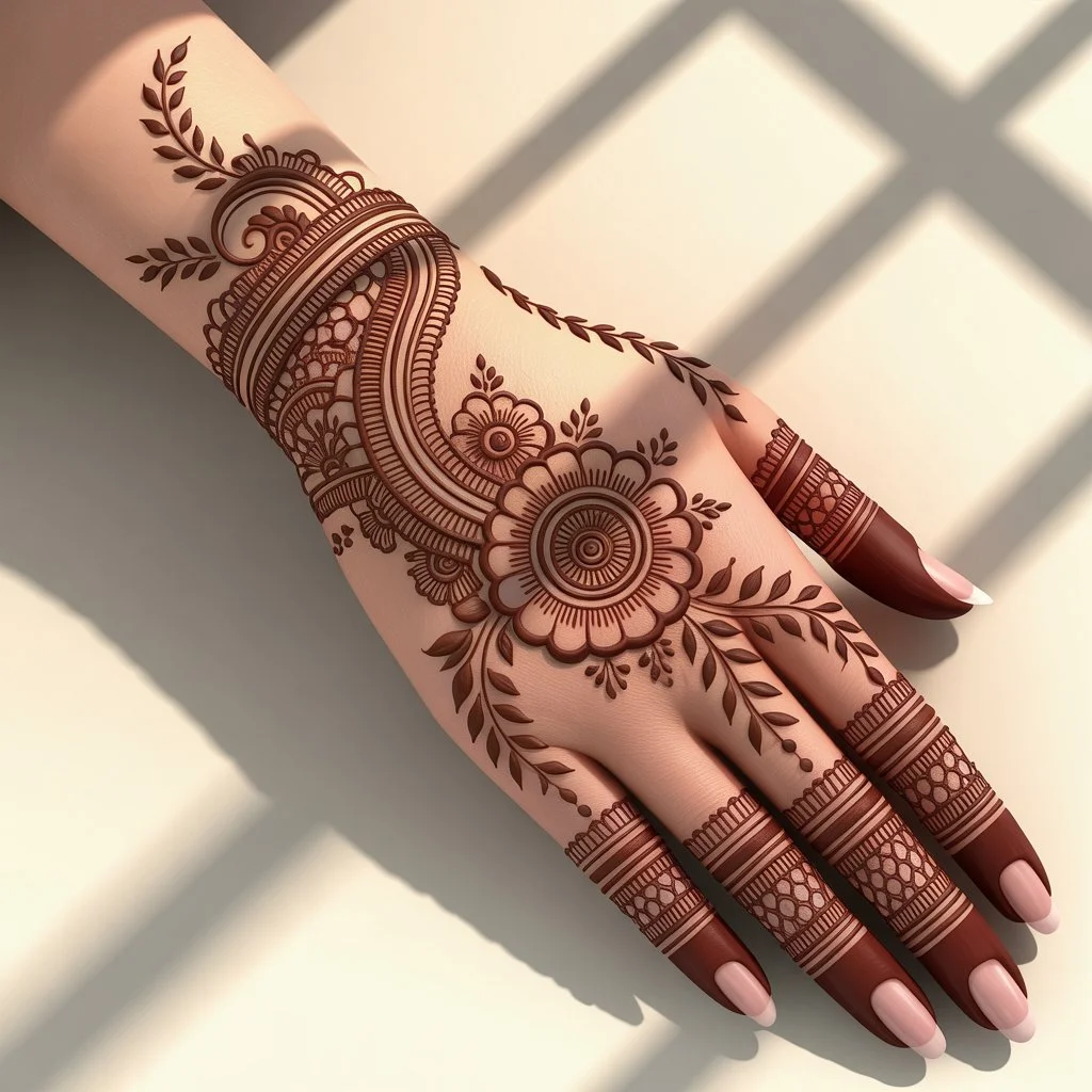 3d Mehndi Design Back Hand