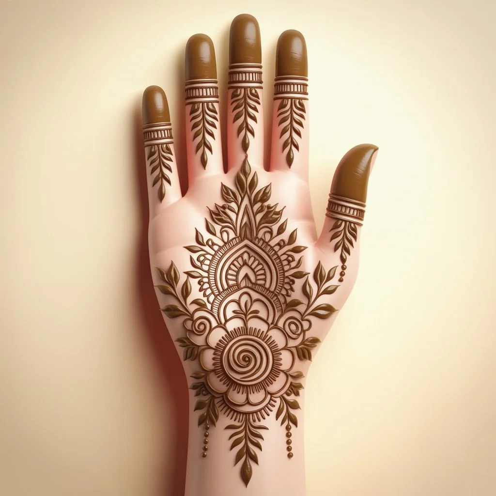 3d Mehndi Design Front Hand