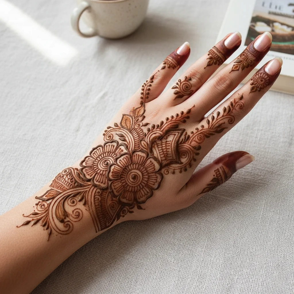 Aesthetic Mehndi Design Back Hand Arabic
