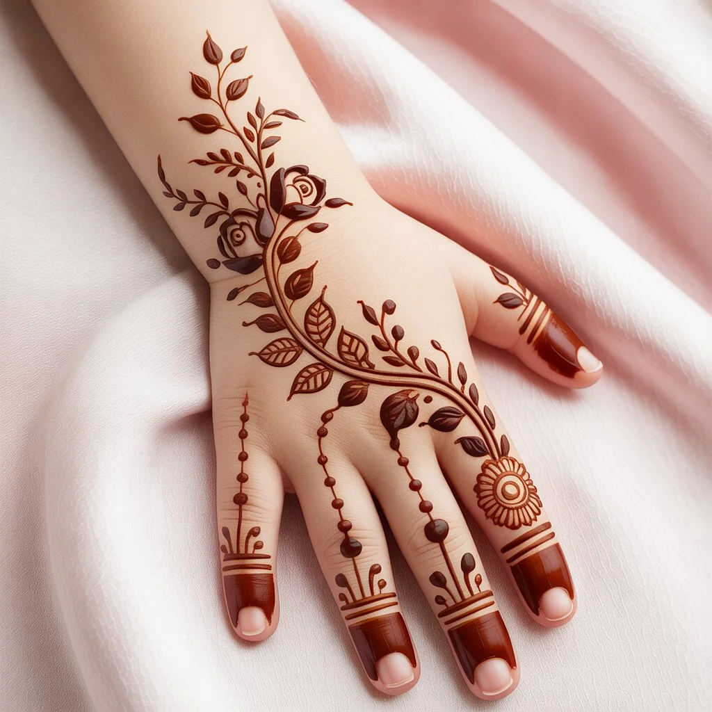 Back Hand Mehndi Design For Kids