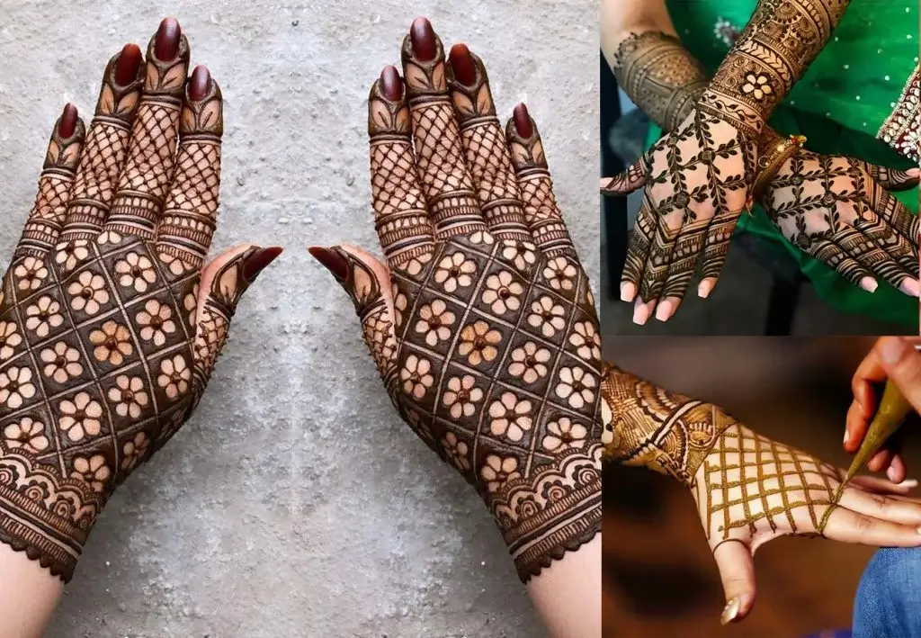 Back Hand Mehndi Design with Criss-cross Pattern
