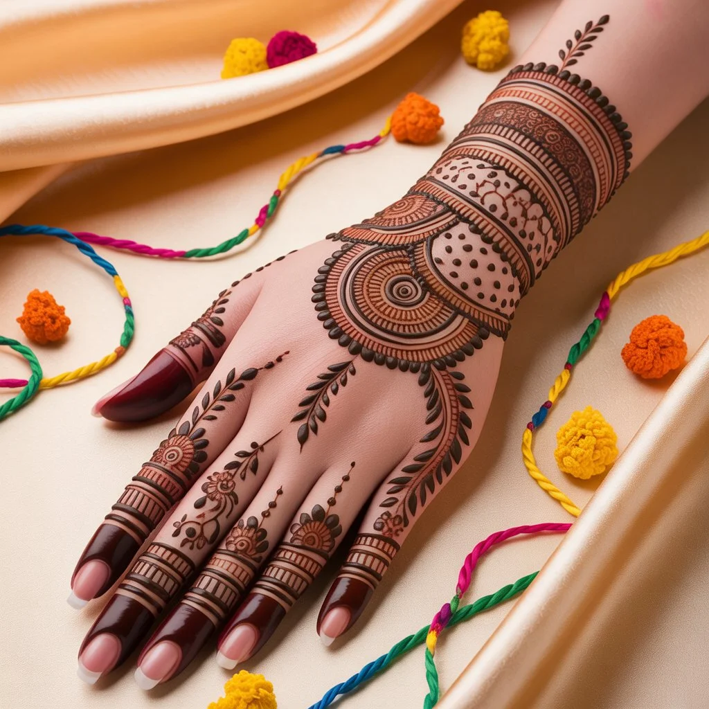Back Hand Unique Mehndi Design For Raksha Bandhan