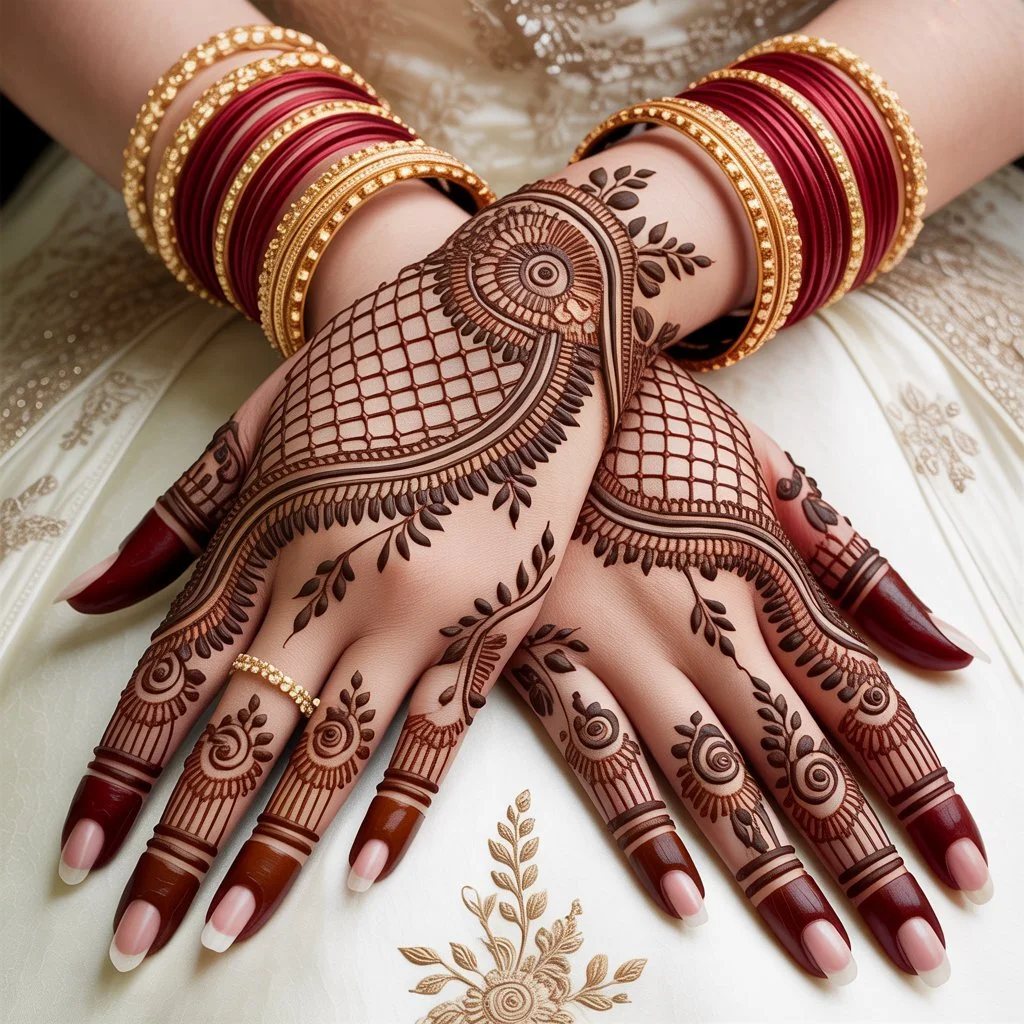 Bridal Net Back Hand Mehndi Design