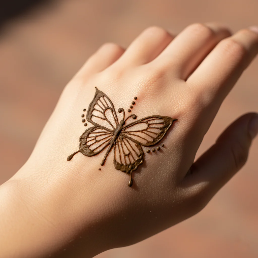 Butterfly Pattern Back Hand Mehndi Design
