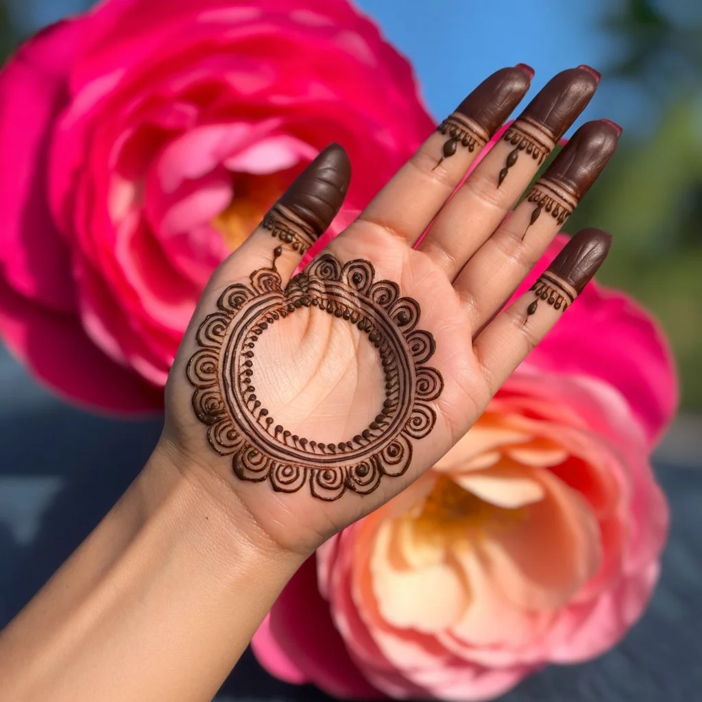 Circle Mehndi Design Front Hand
