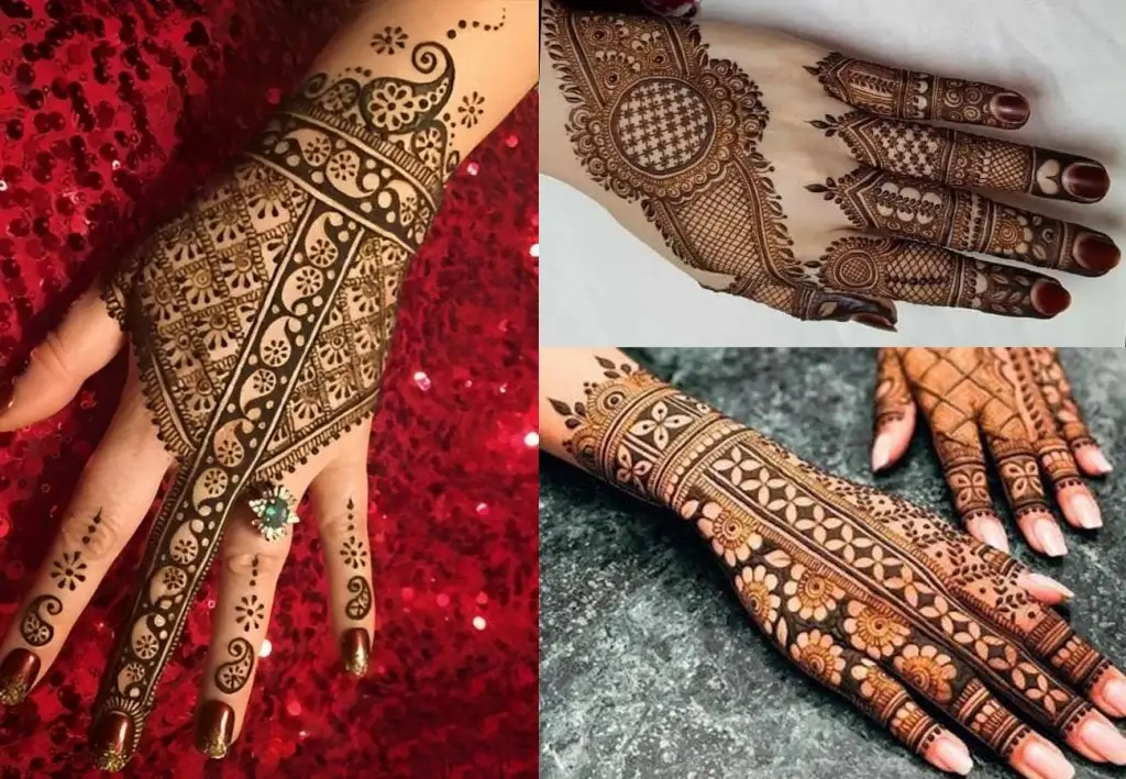 Columned Mehndi Design Back Hand