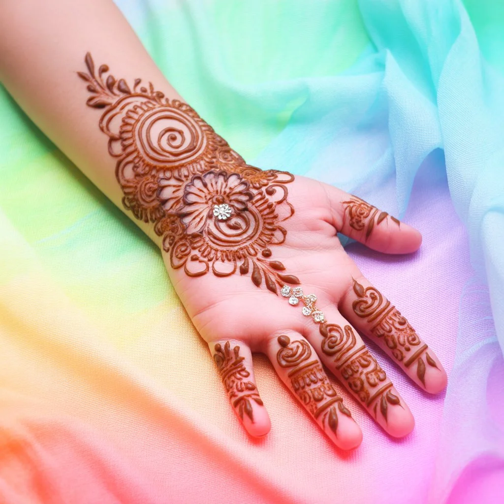 Cute Mehndi Design For Kids Front Hand