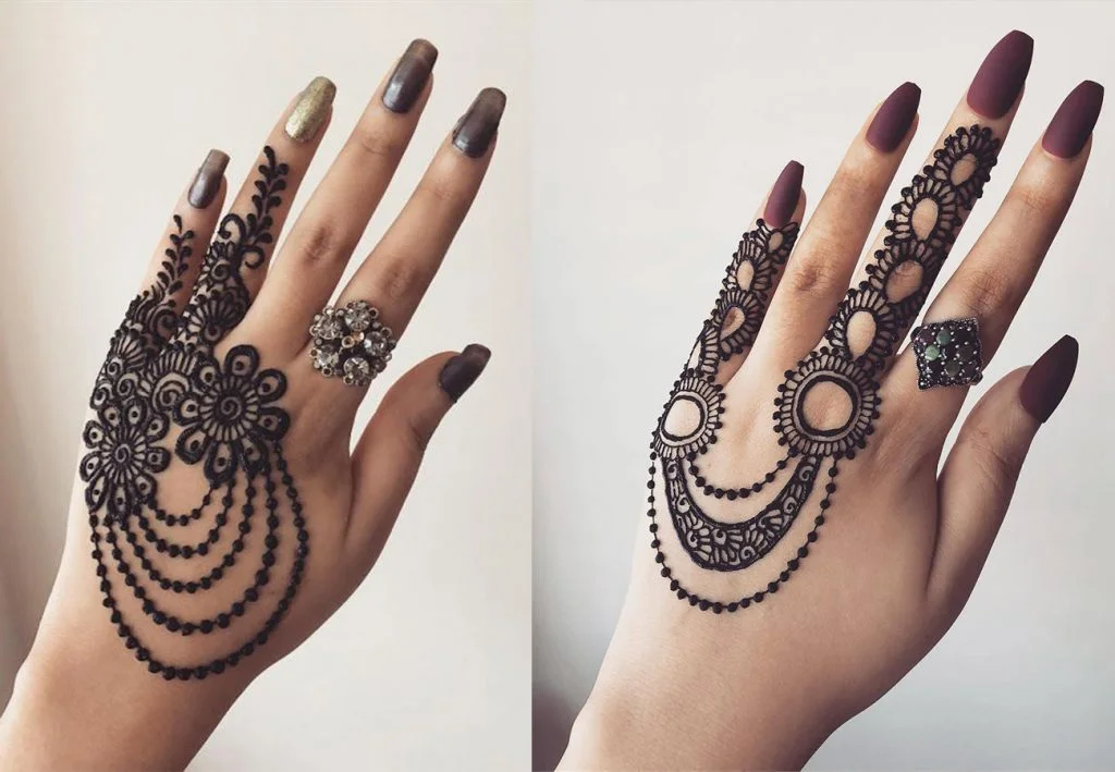 Draping Pearls Back Hand Mehndi Design