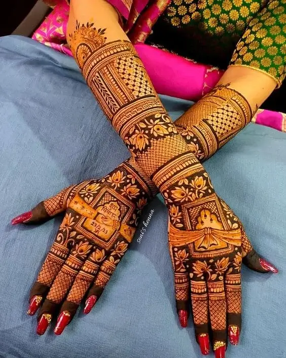 Dulhan Back Full Hand Bridal Mehndi Design
