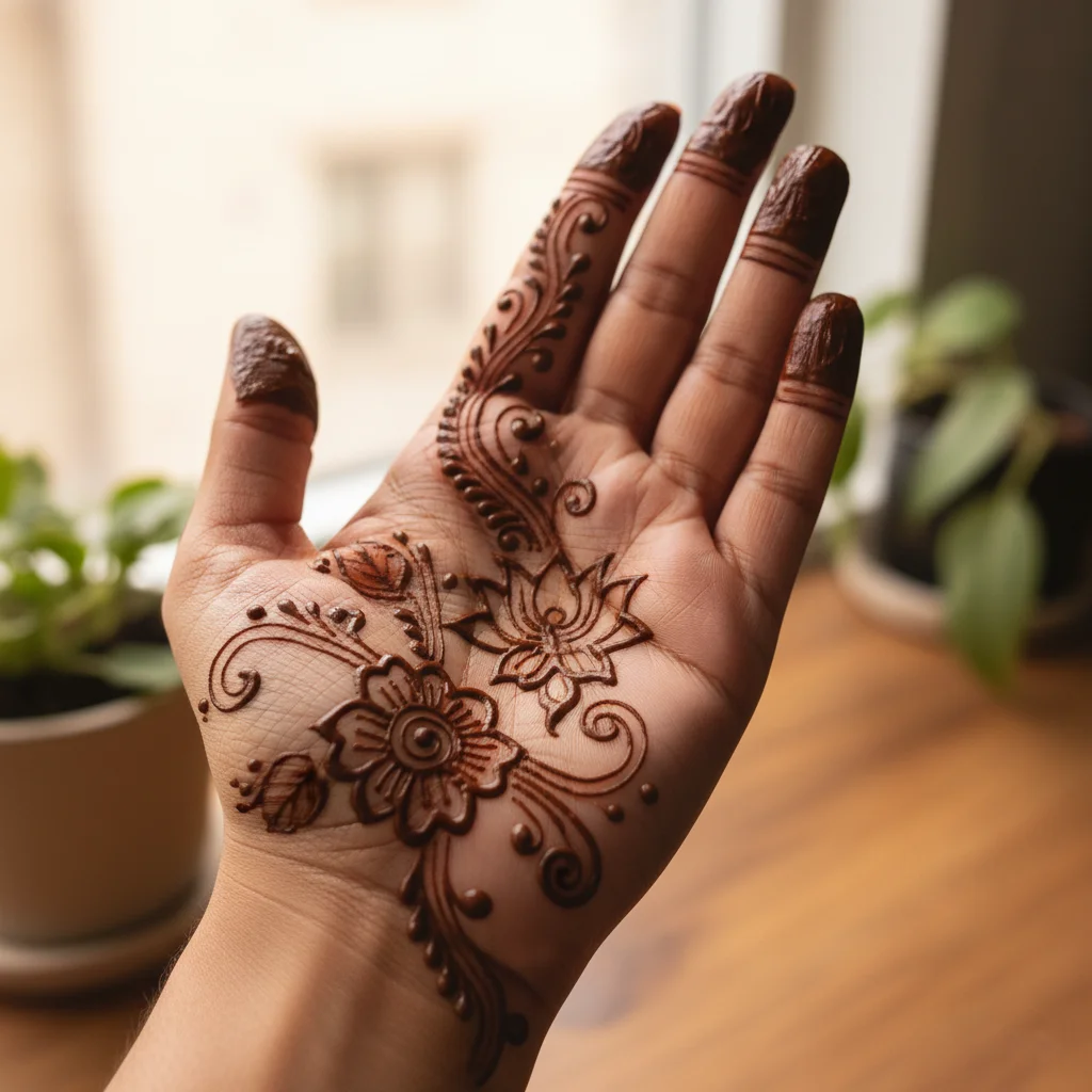 Easy Arabic Mehndi Design Front Hand