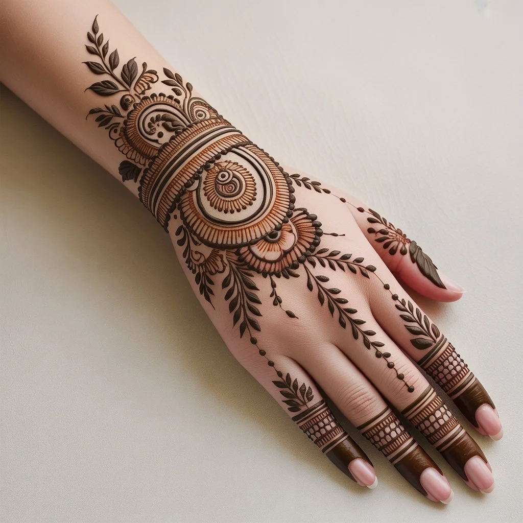 Easy Bharwa Mehndi Design Back Hand