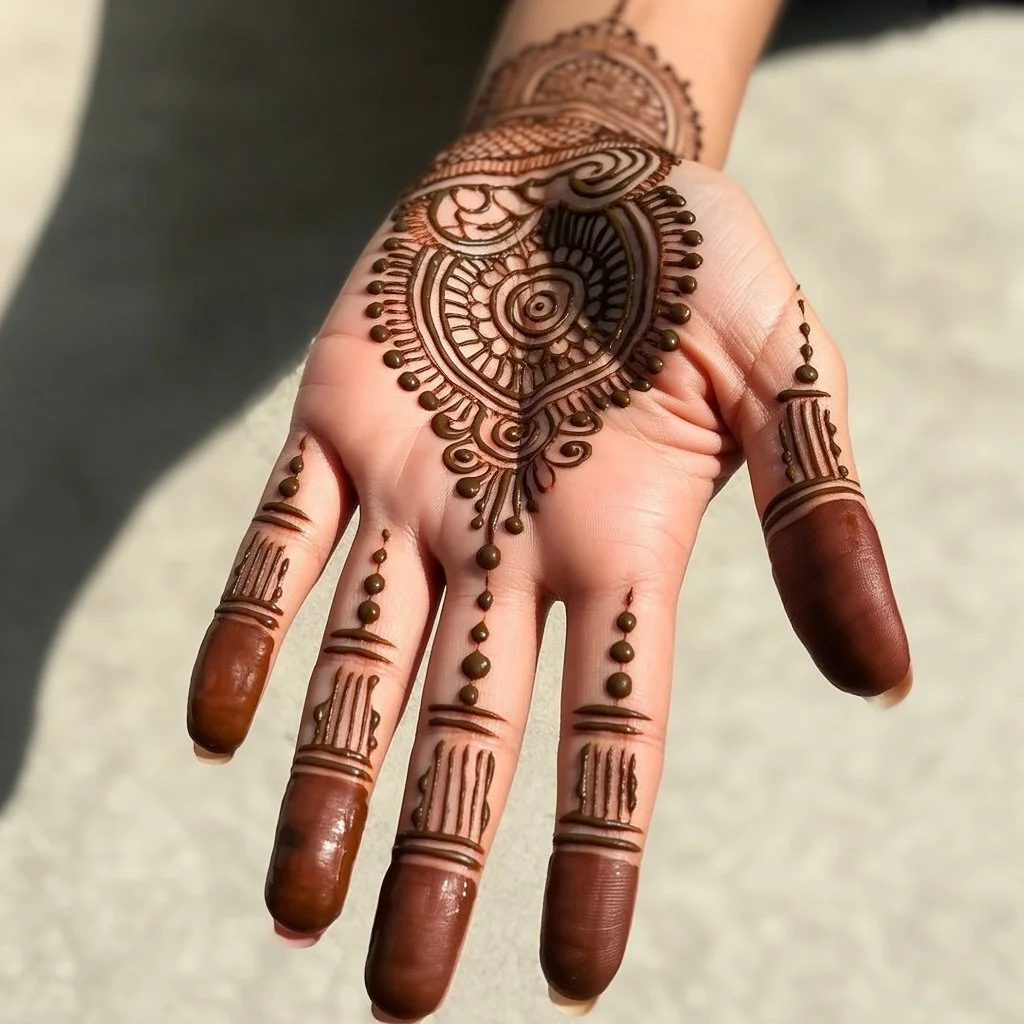Easy Bharwa Mehndi Design Front Hand