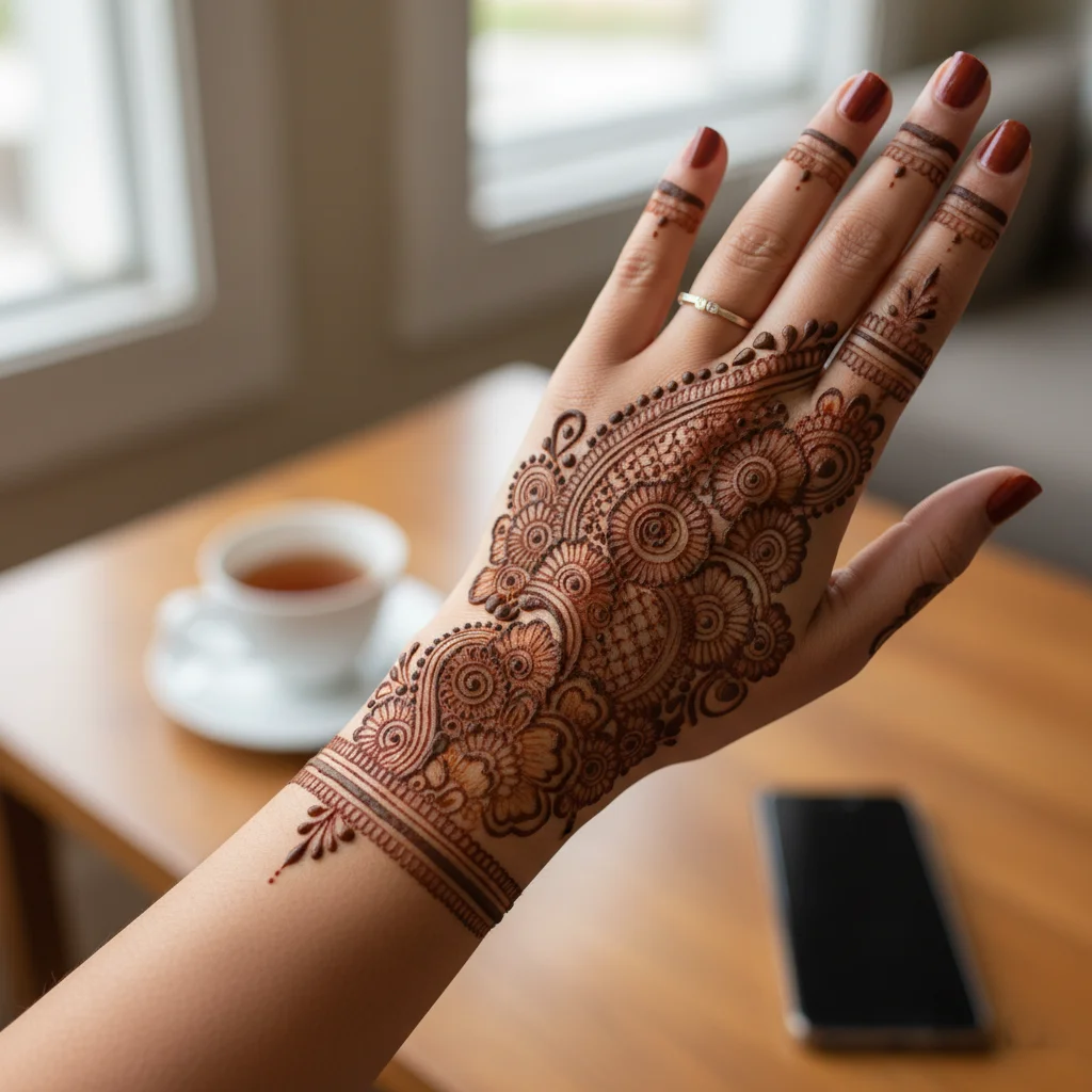 Easy Henna Back Hand Mehndi Design