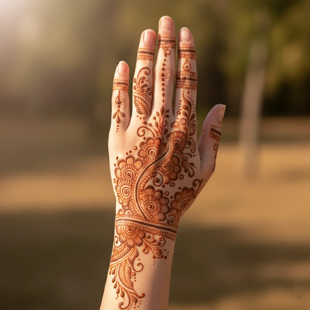 Elegant Arabic Back Hand Mehndi Design