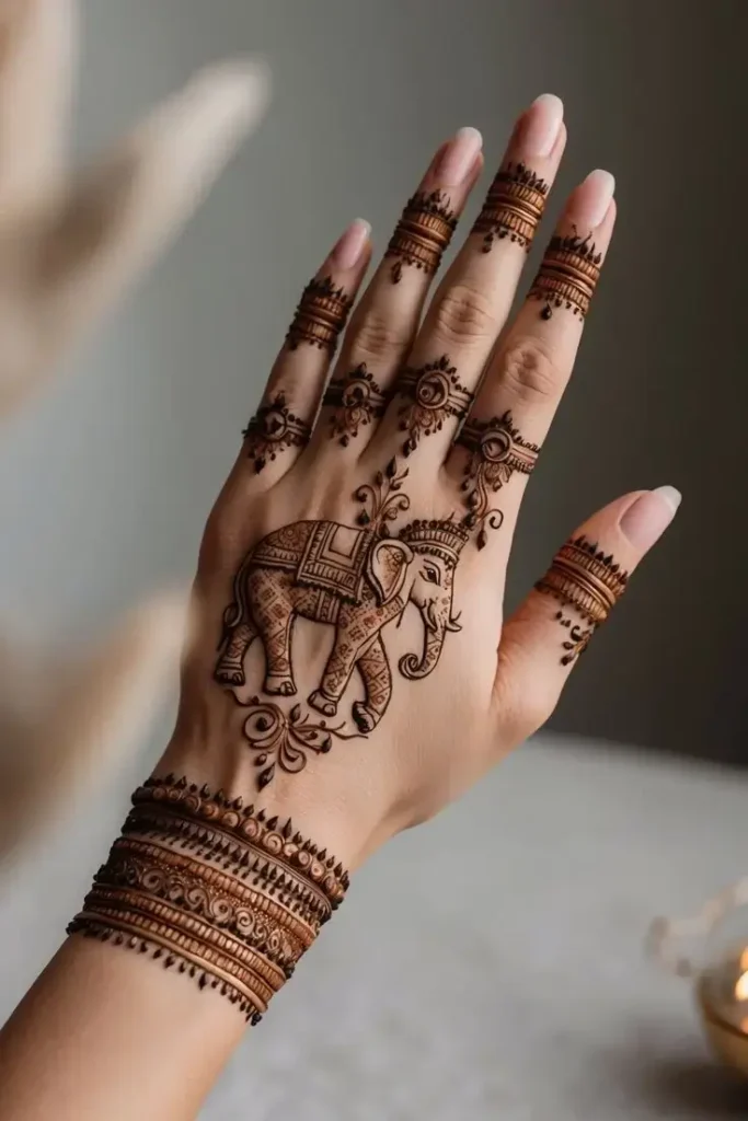 Elephant Love Back Hand Mehendi Design