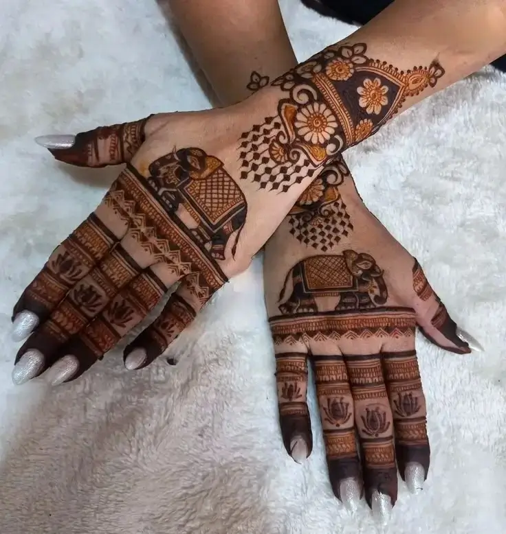 Elephant Love Back Hand Mehndi Design