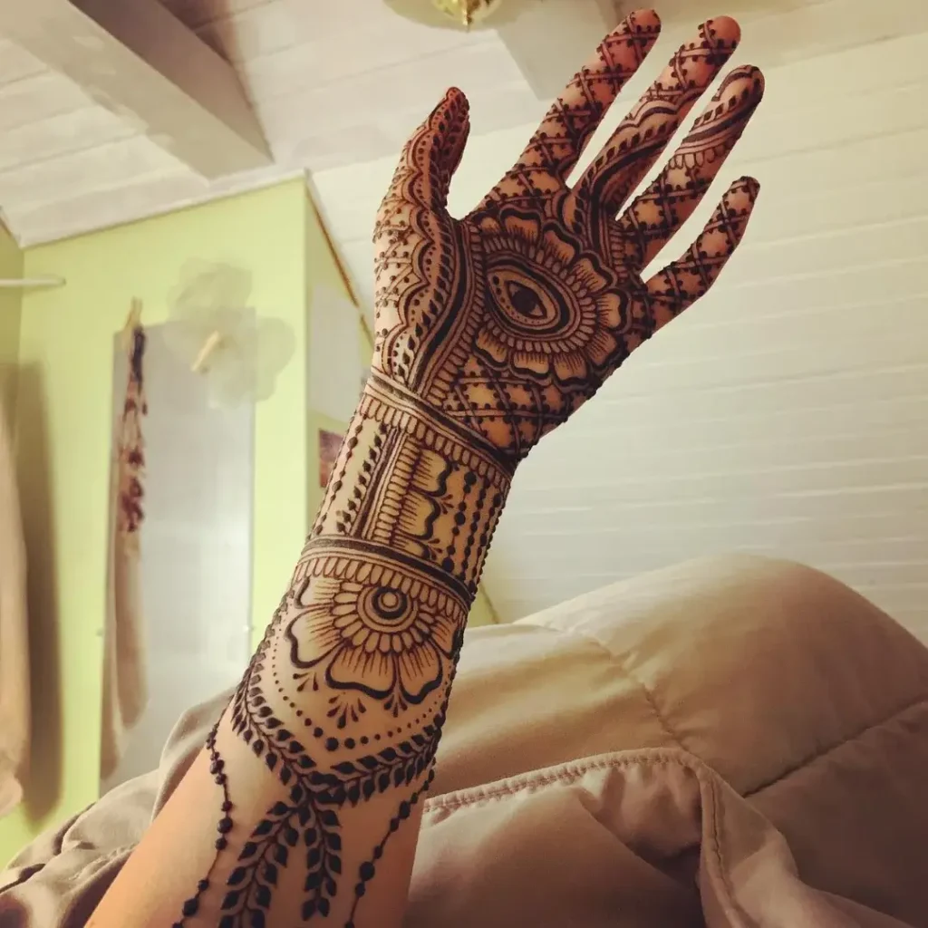 Evil Eye and Protective Symbols Henna Design