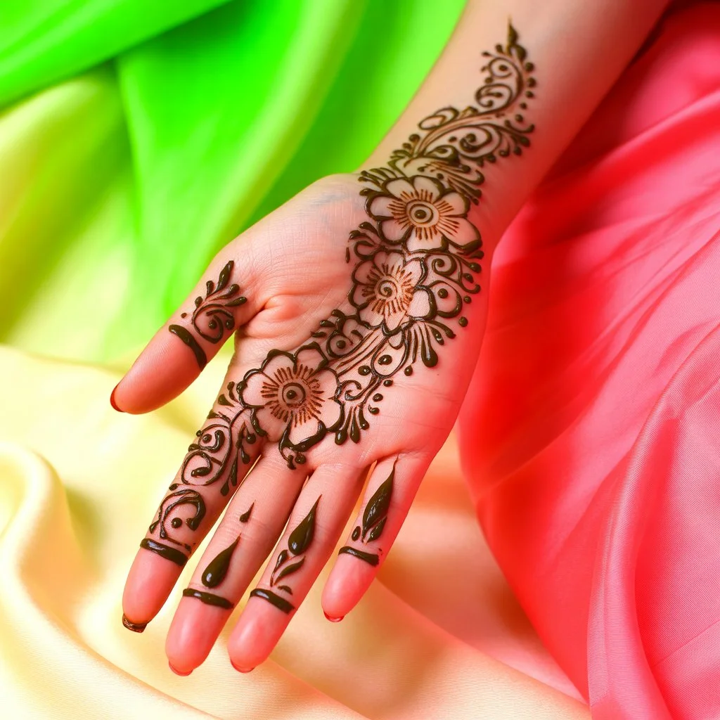 Flower Mehndi Design For Front Hand