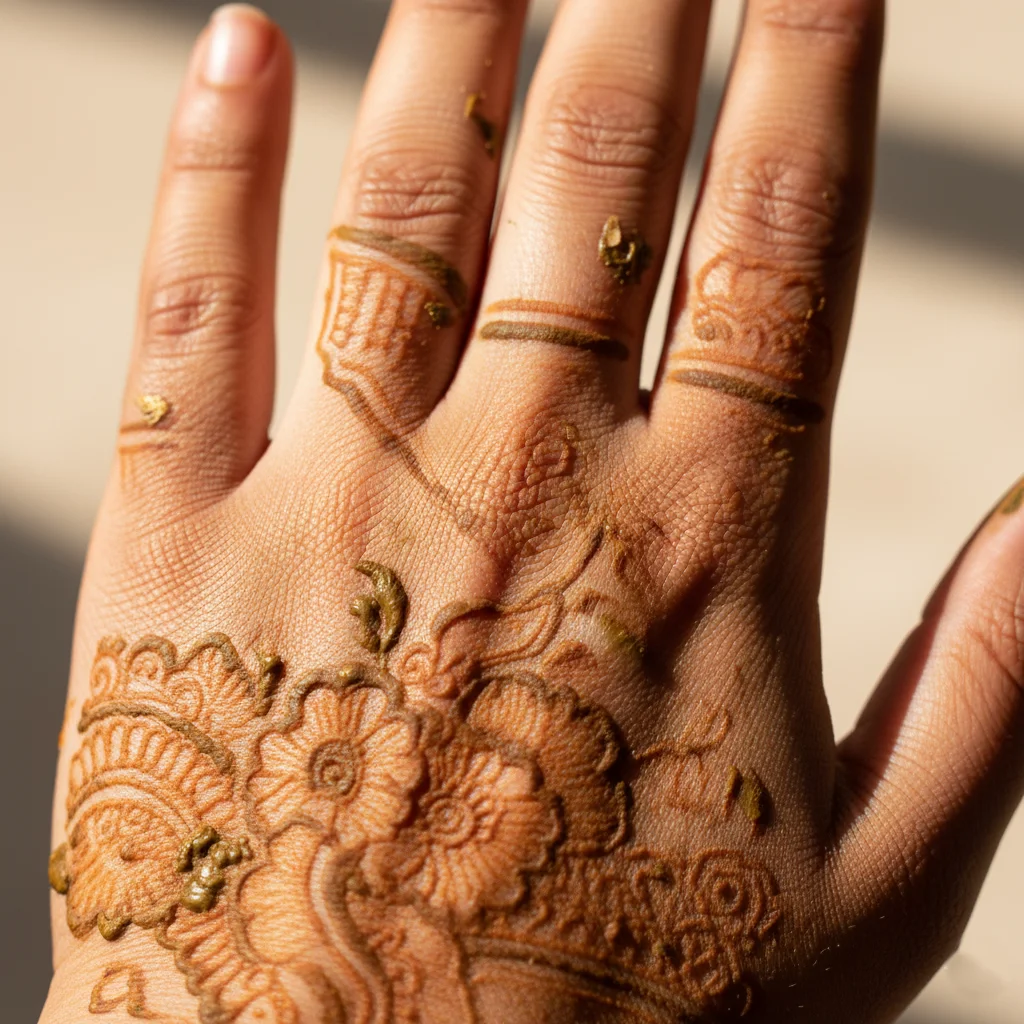 Fresh Mehndi Stain Back Hand Design