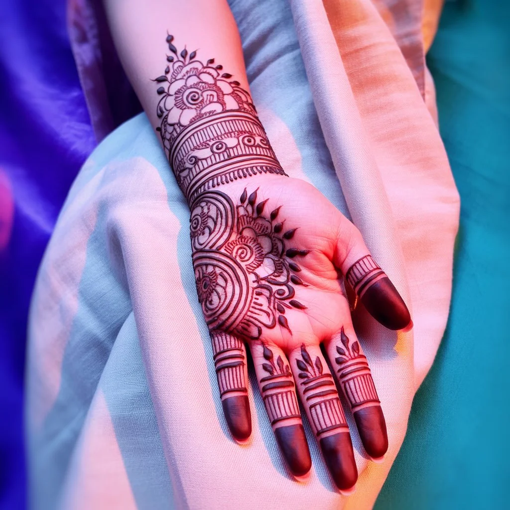 Front Hand Easy Mehndi Design For Karva