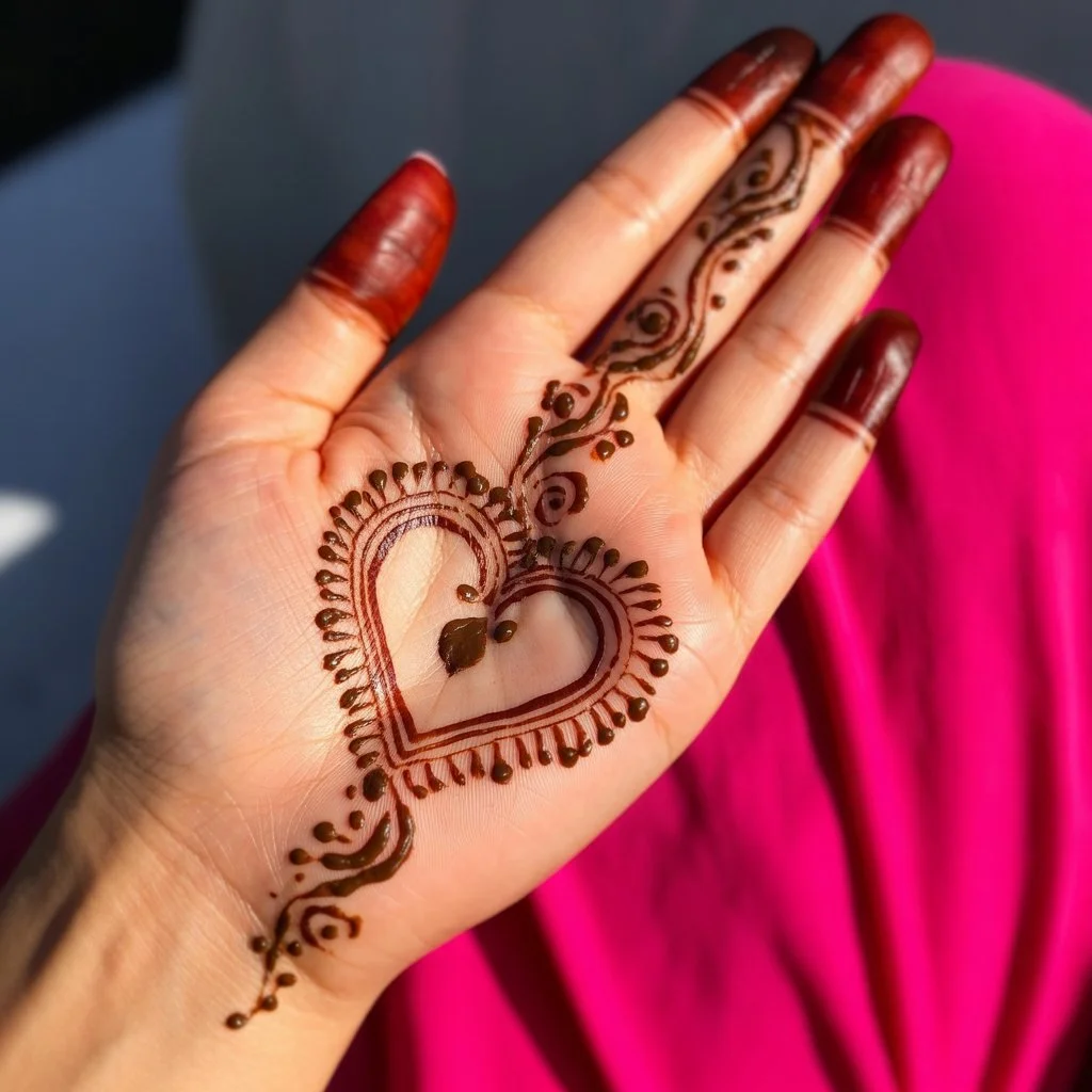 Front Hand Heart Mehndi Design