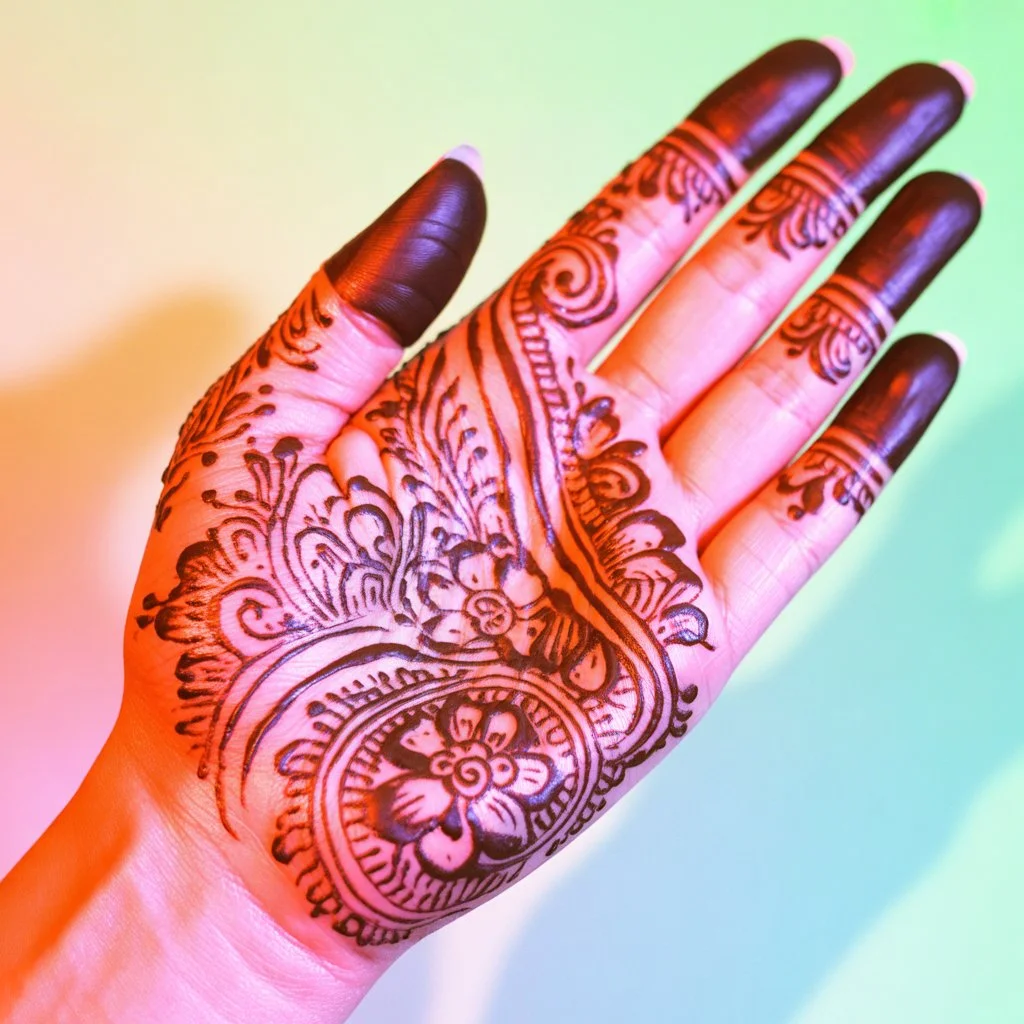 Front Hand Simple Mehndi Design Full Hand