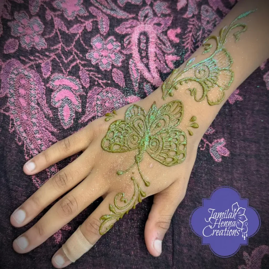 Glitter Butterfly Henna Design