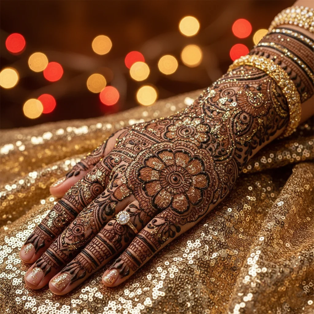 Glitter and Shimmer Henna Design
