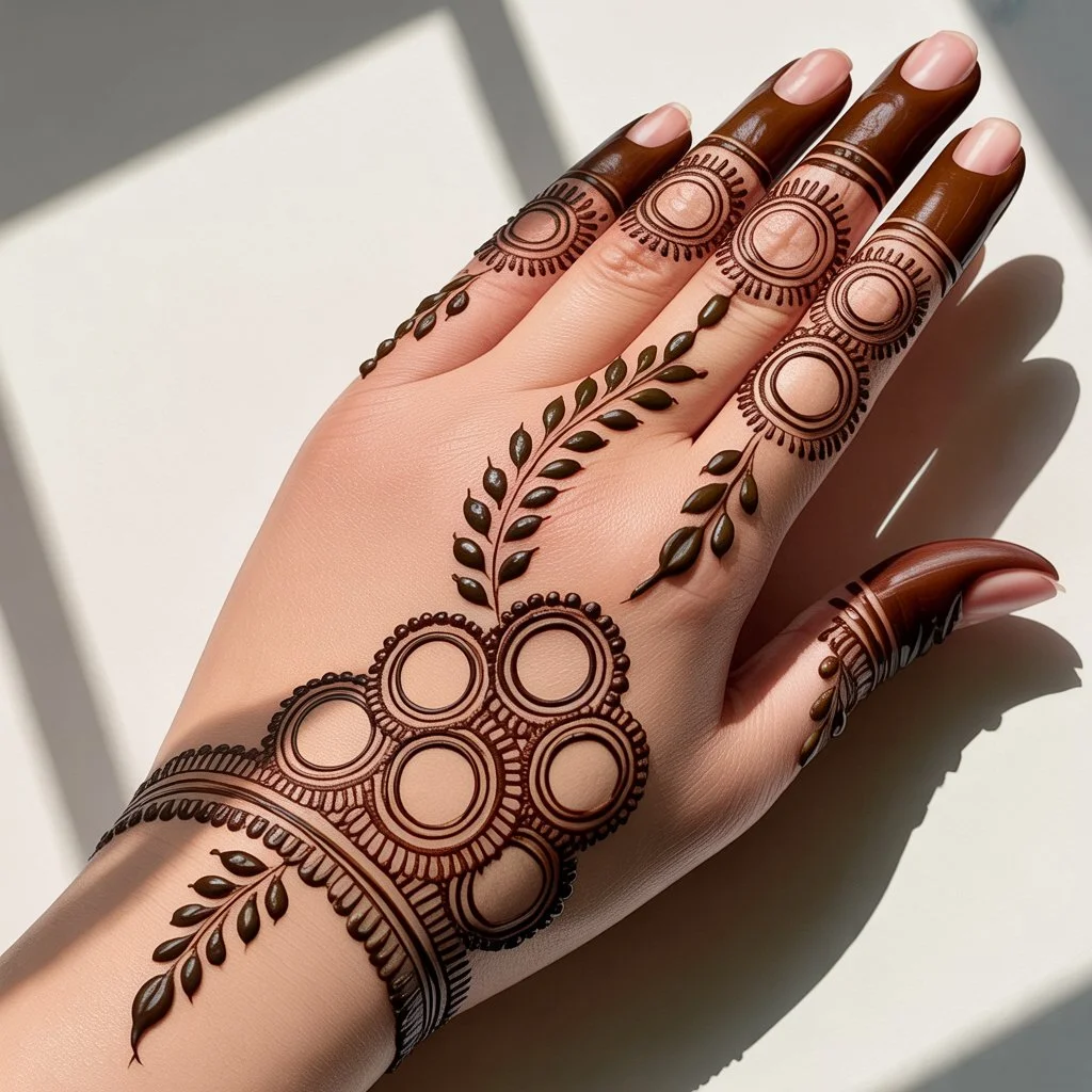 Gol Tikki Mehndi Design Back Hand