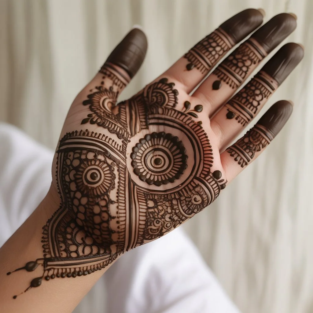 Gol Tikki Mehndi Design Front Hand