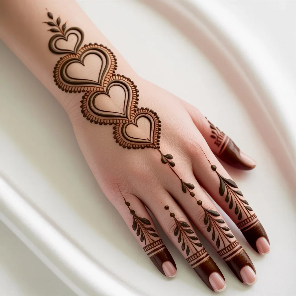 Heart Easy Modern Back Hand Mehndi Design