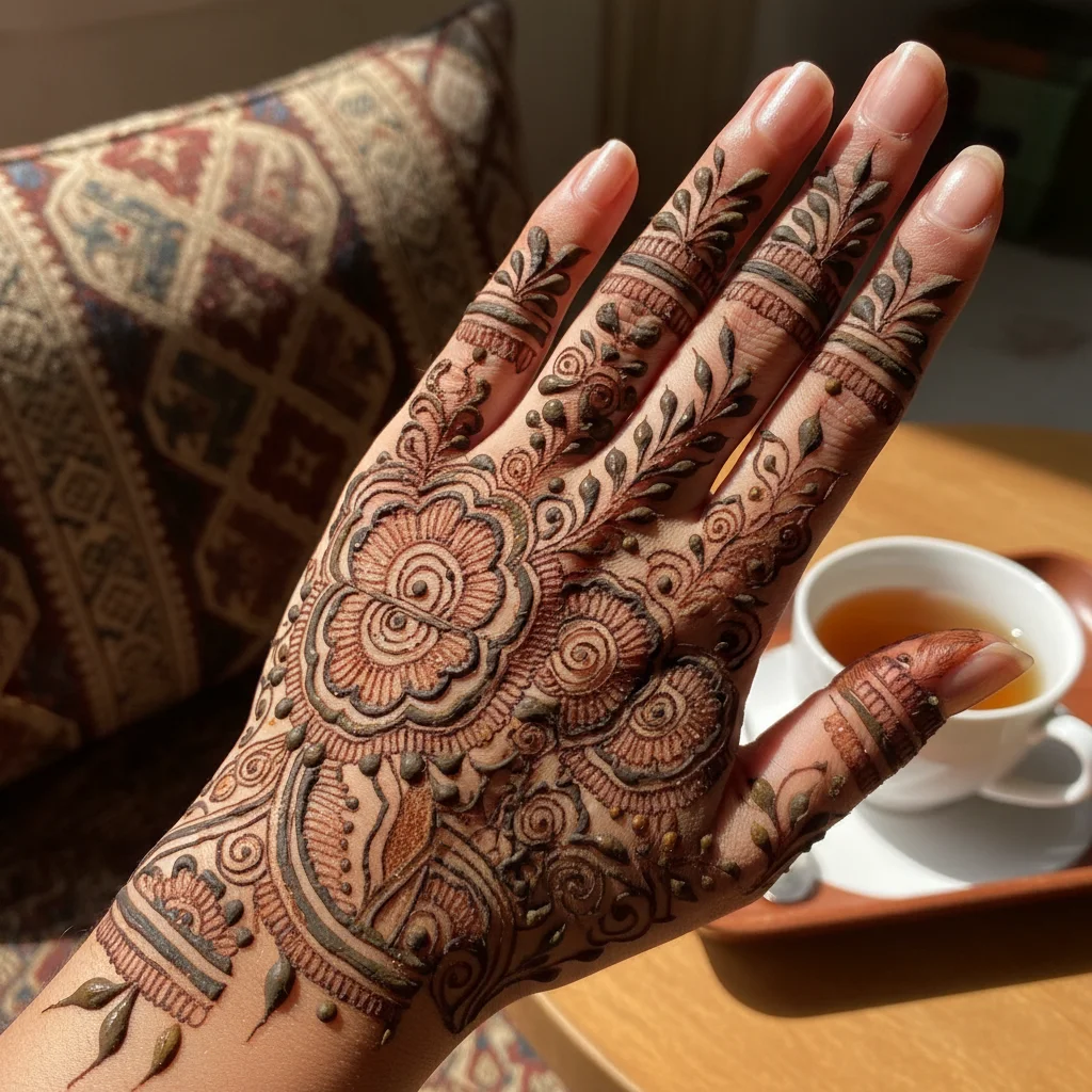 Henna Arabic Back Hand Mehndi Design
