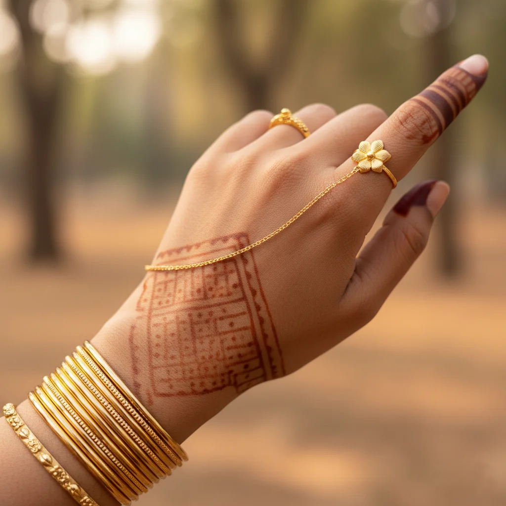 Jewelry-Focused Back Hand Mehndi Design