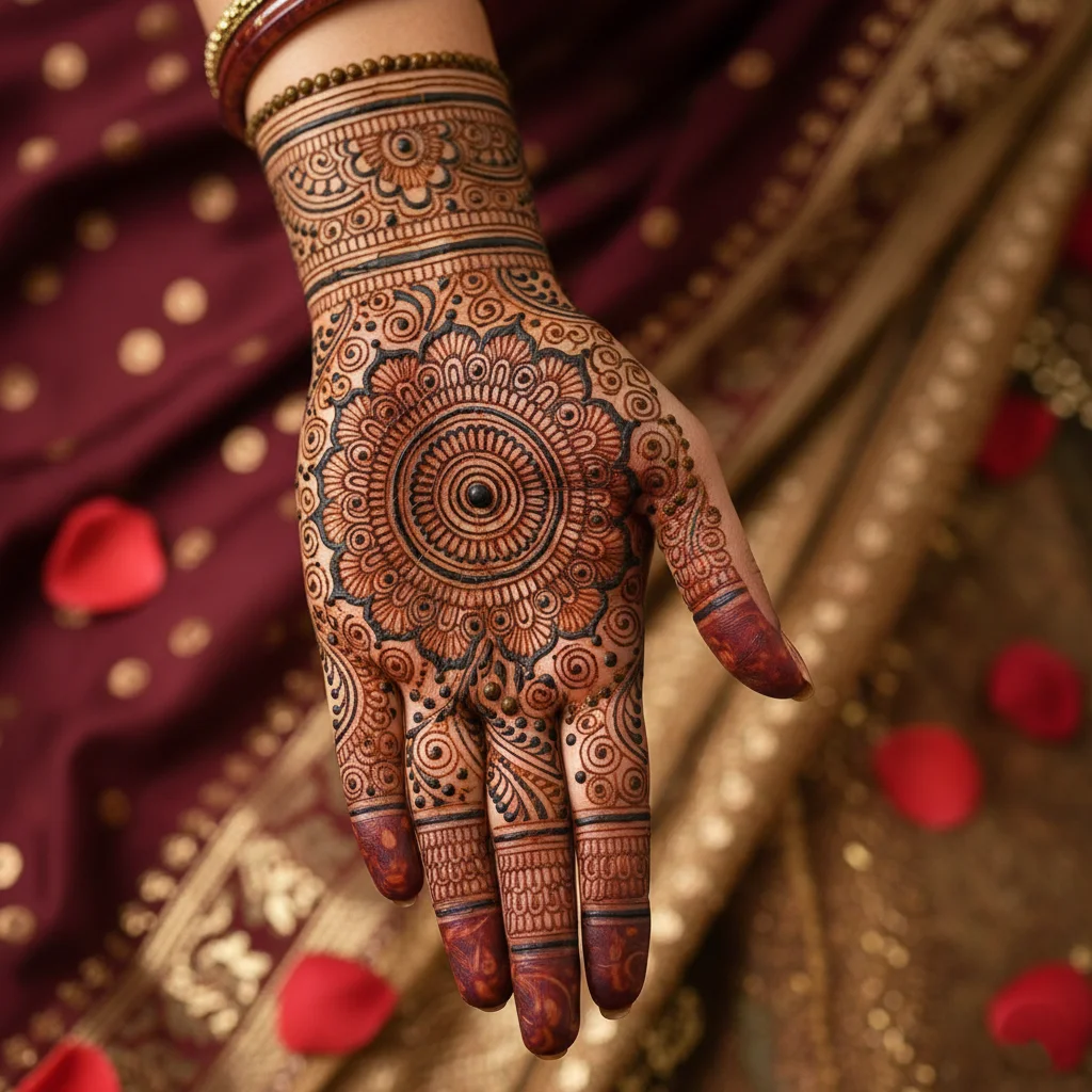 Mandala Mehndi Design Front Hand