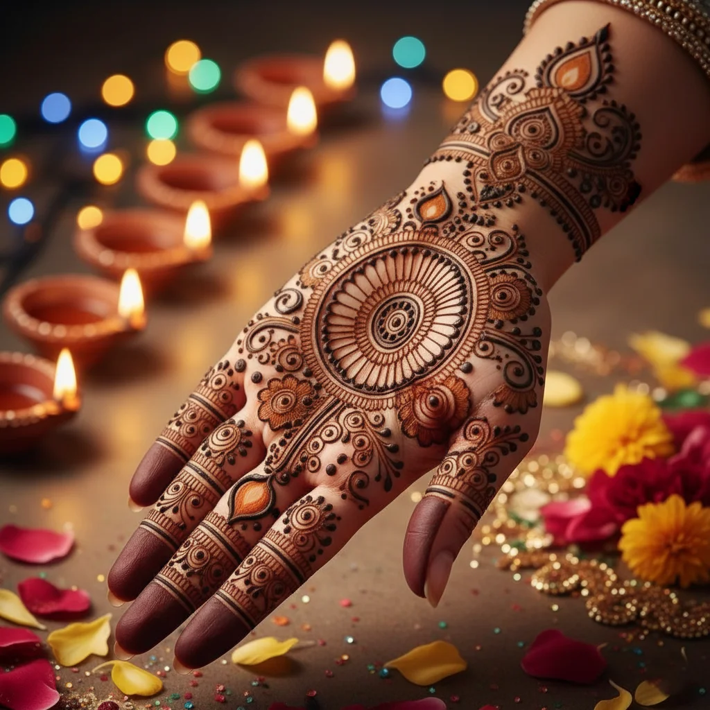 Mehndi Design For Diwali Front Hand