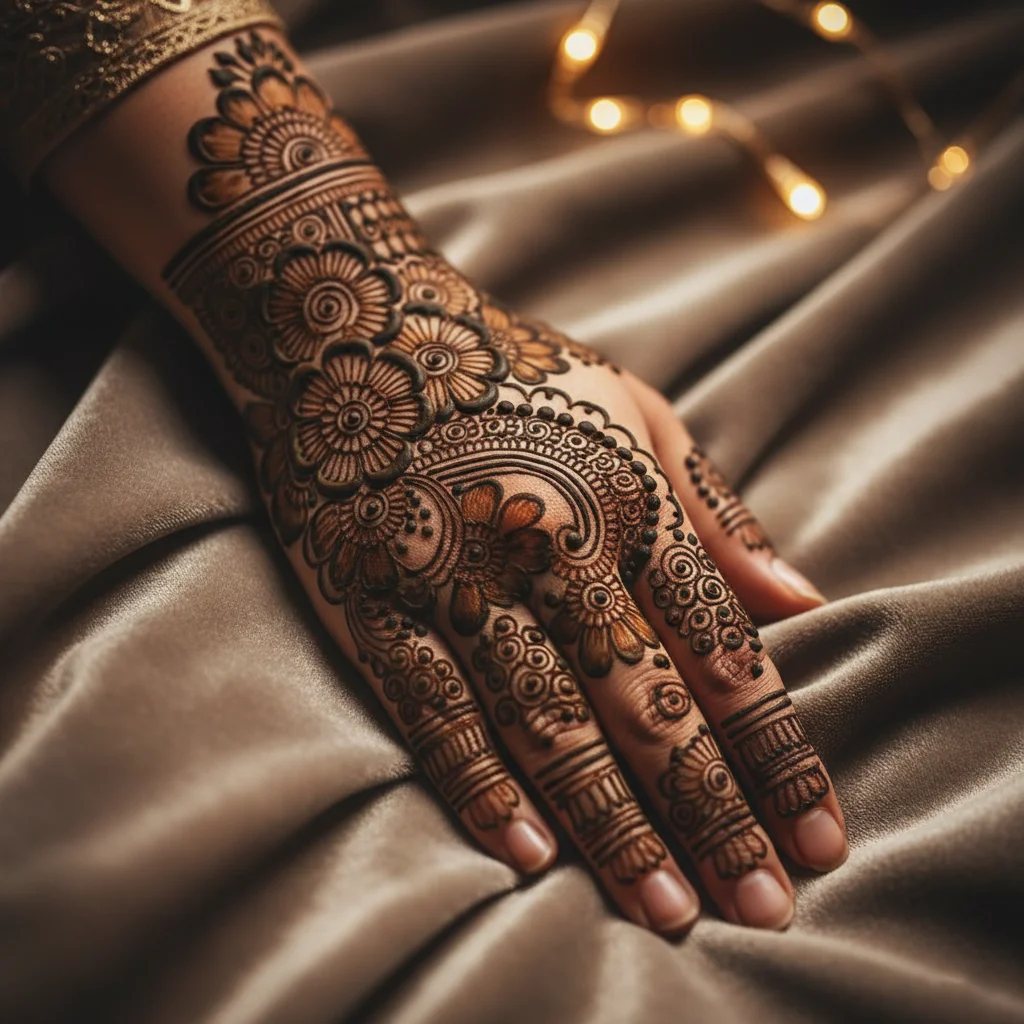 Modern Fusion Back Hand Mehndi Design