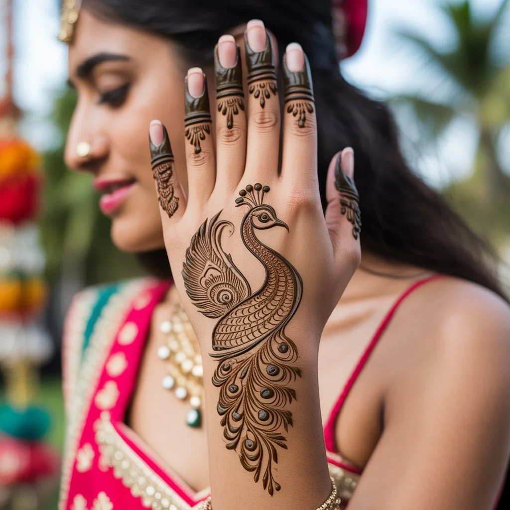 Peacock Mehndi Design Back Hand