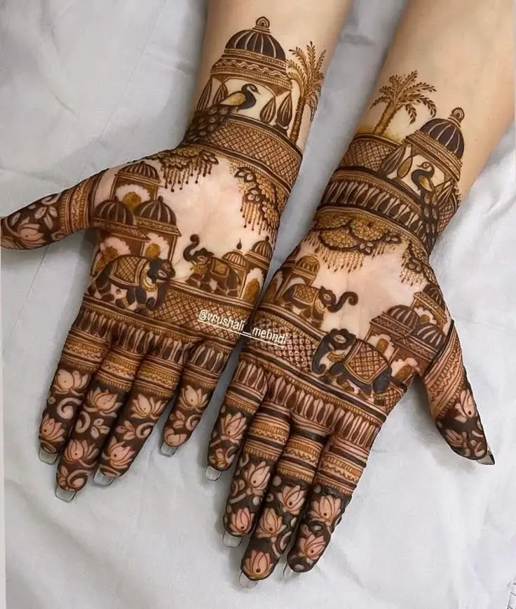 85+ Stylish Royal Front Hand Mehndi Designs 2026 78 Regal Elephant front hand Mehndi Designs