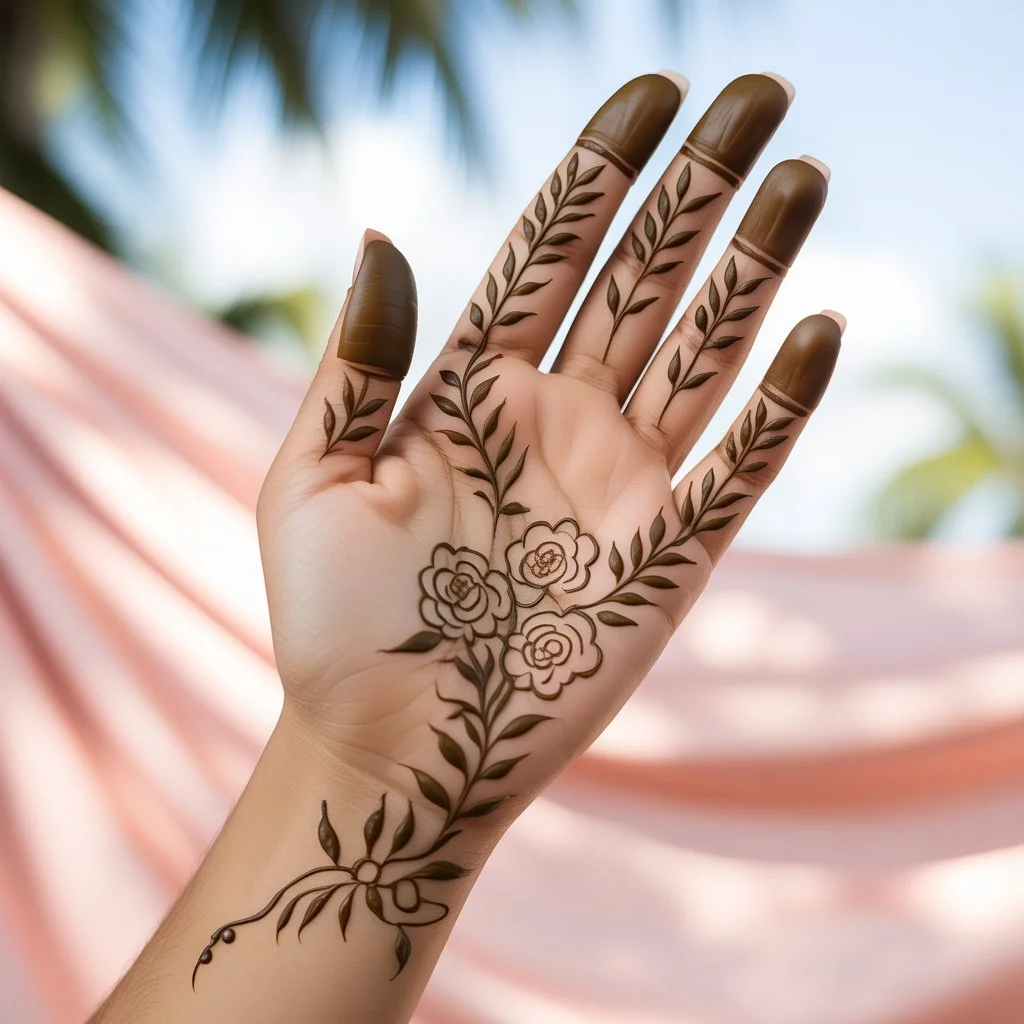 Rose Dubai Mehndi Design Front Hand