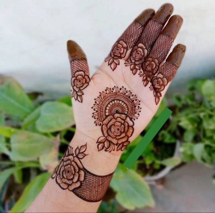 Rose Mehndi Design with Bracelet Style