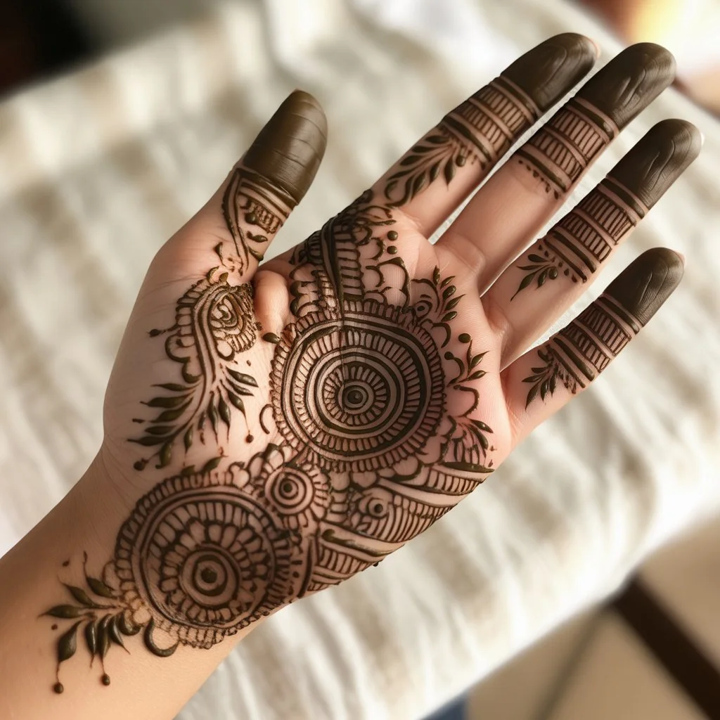 Round Mehndi Design Front Hand