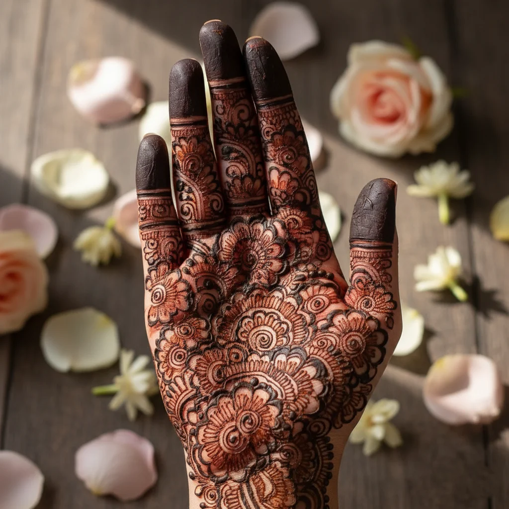 60+ Royal Front Hand Mehndi Designs | Instagram Finger, & More 43 Royal Front Hand Mehndi Design Flower