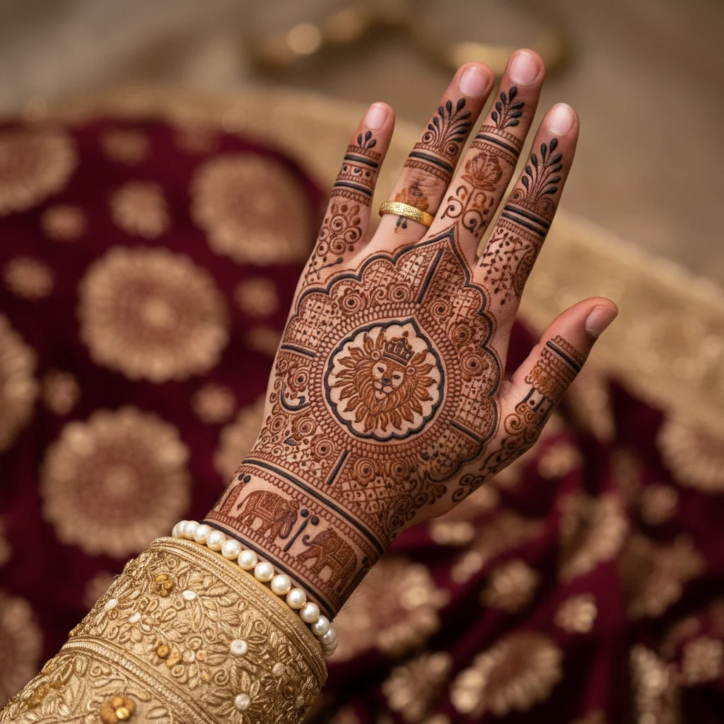60+ Royal Front Hand Mehndi Designs | Instagram Finger, & More 38 Royal Groom Mehndi Design Back Hand