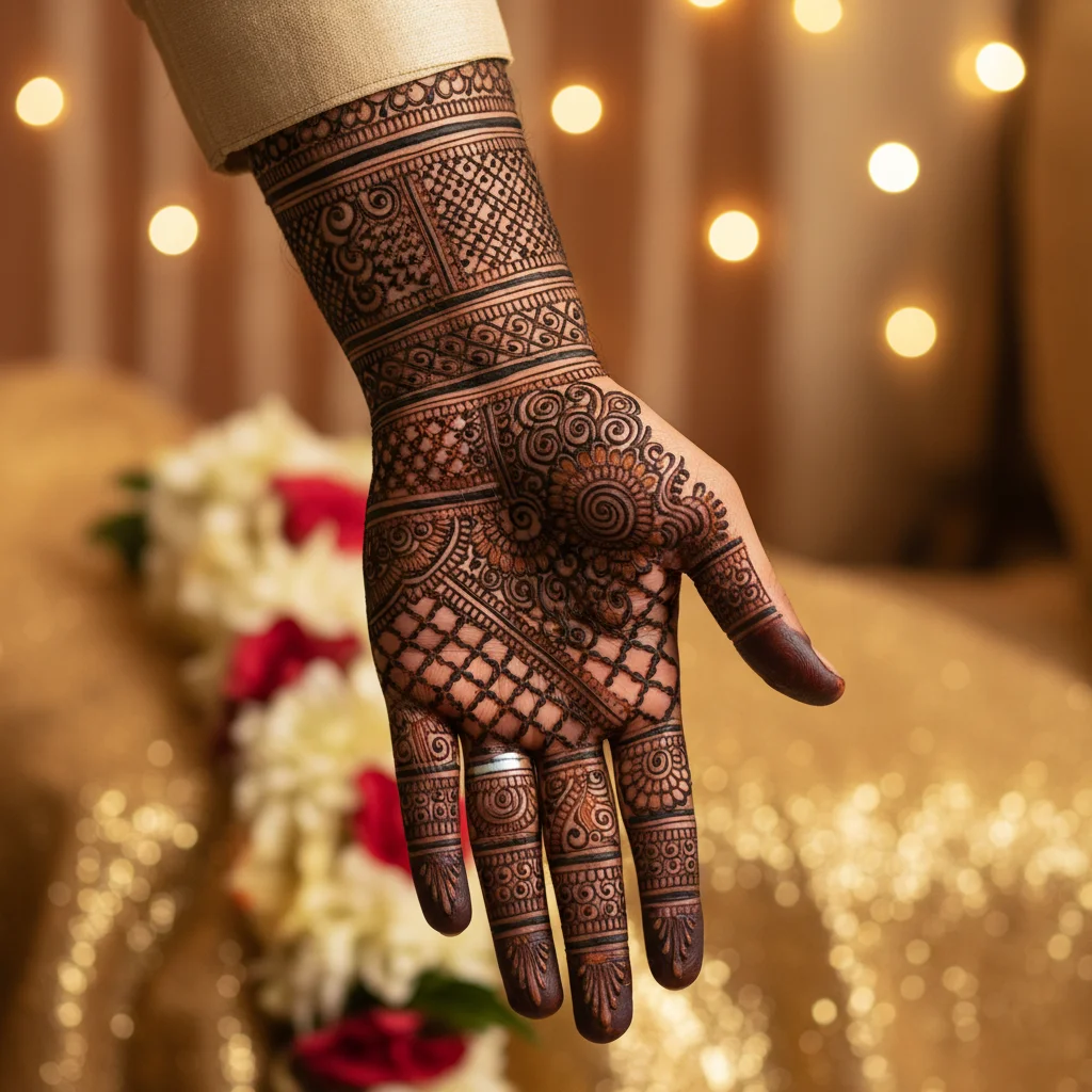 60+ Royal Front Hand Mehndi Designs | Instagram Finger, & More 45 Royal Groom Mehndi Design