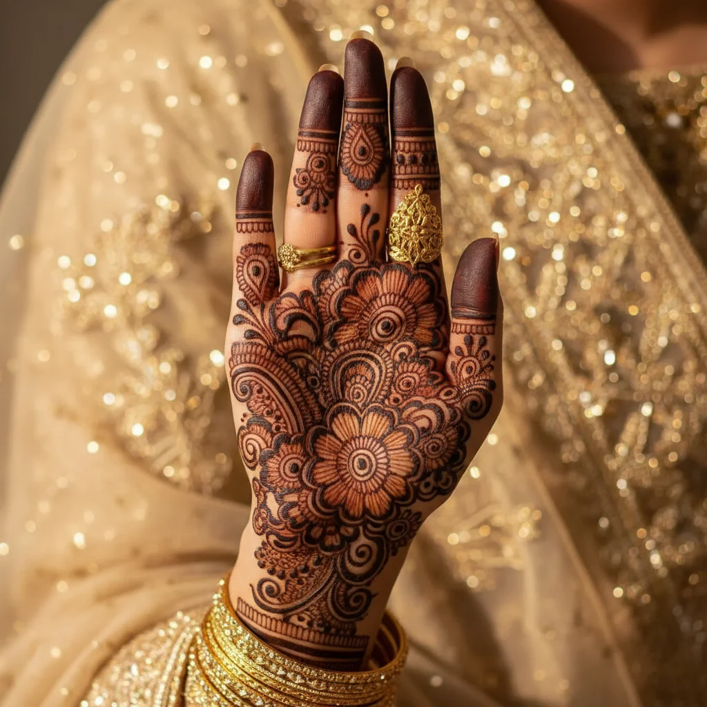60+ Royal Front Hand Mehndi Designs | Instagram Finger, & More 36 Royal Half Front Hand Mehndi Design
