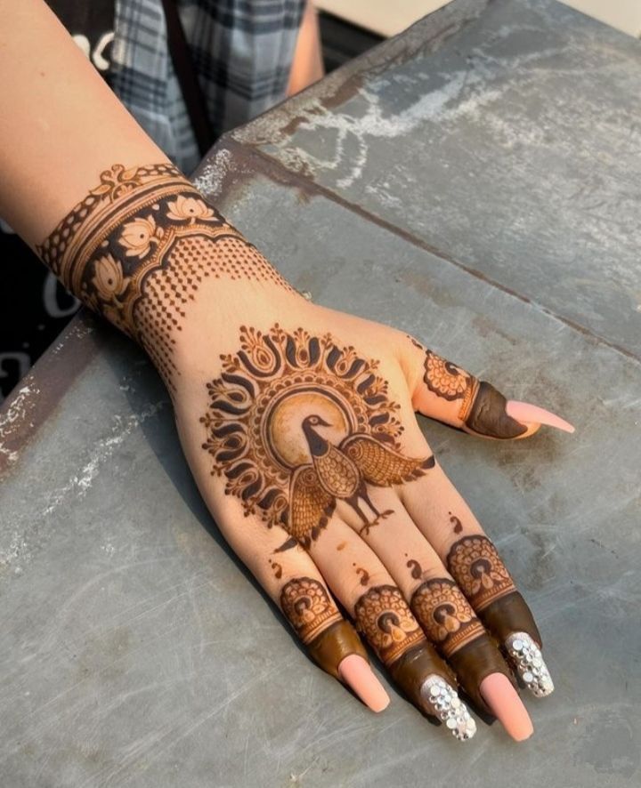 Royal Peacock Design for the Back of the Hand