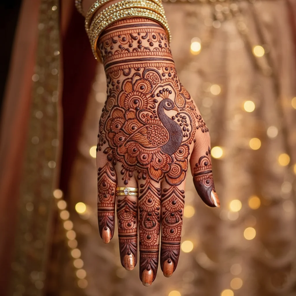 60+ Royal Front Hand Mehndi Designs | Instagram Finger, & More 13 Royal Peacock Mehndi Design Back Hand