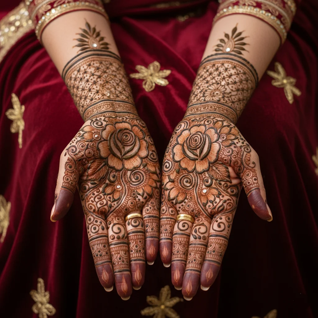 60+ Royal Front Hand Mehndi Designs | Instagram Finger, & More 34 Royal Rose Mehndi Design