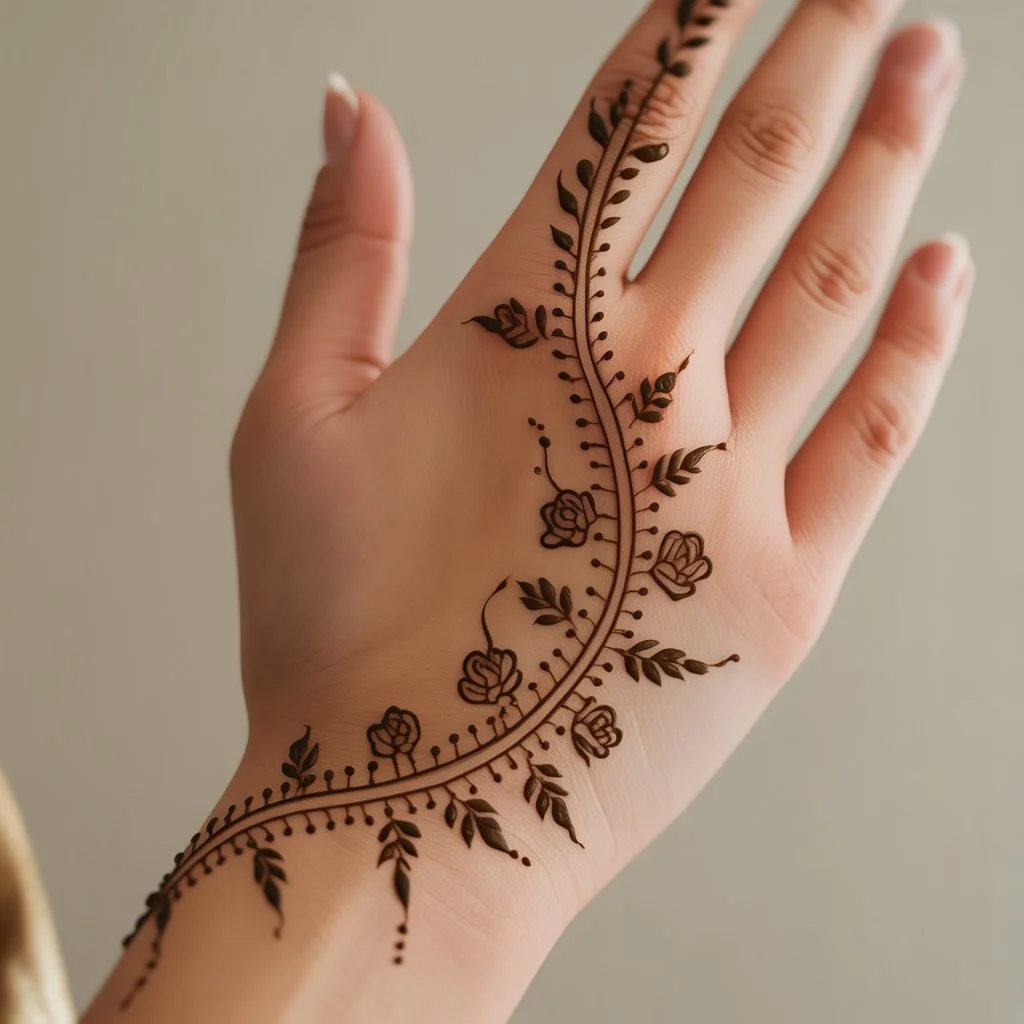 Short Mehndi Design Back Hand Simple