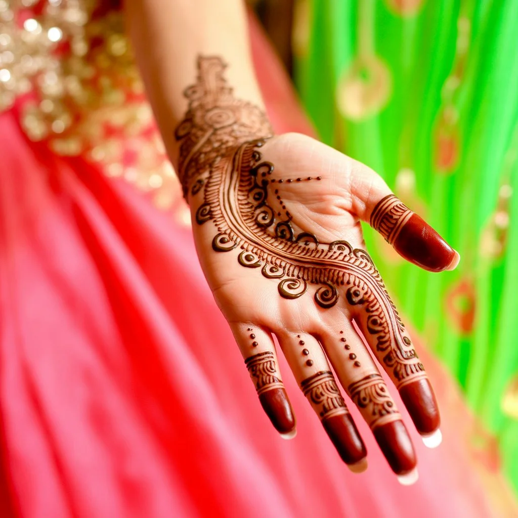 Short Mehndi Design For Front Hand